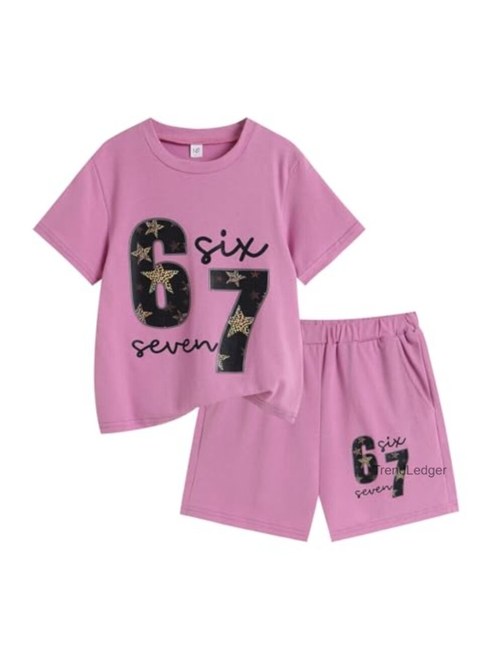 Girls Graphic Tee and Shorts Set Cotton Blend